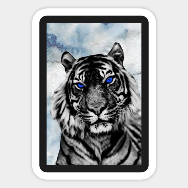 Tiger with Blue Eyes Sticker by Erica's Scrap Heaven